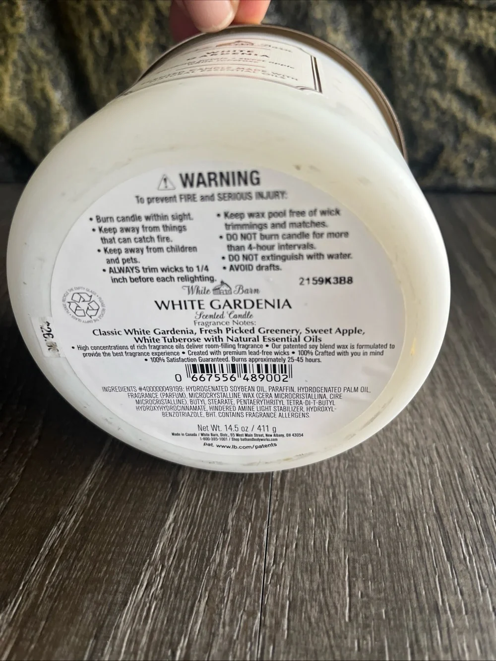 White Barn White Gardenia Scented Candle - White 14.5 oz